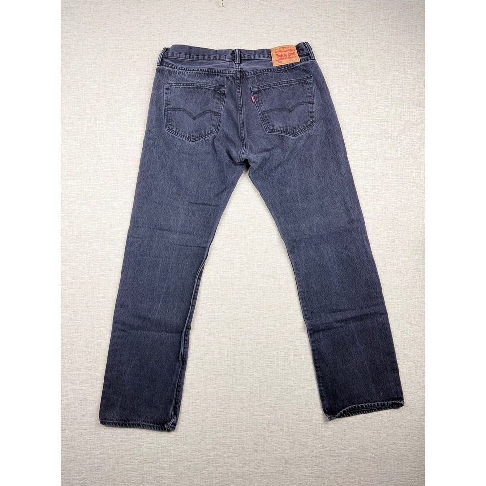 Levis 501 Mens 36x34 Faded Fuzzy Black Vintage Y2K Style Jeans-Light Distress . - Picture 3 of 6